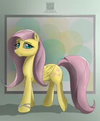 Size: 1900x2300 | Tagged: safe, artist:unnop64, derpibooru import, fluttershy, pegasus, pony, female, mare, smiling, solo