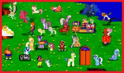 Size: 657x386 | Tagged: artist:drpain, cheerilee, derpibooru import, discord, princess luna, rumble, safe, sega, sega genesis, toejam and earl, trixie, video game, vinyl scratch