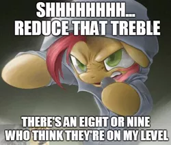 Size: 478x405 | Tagged: safe, derpibooru import, babs seed, earth pony, pony, 20% cooler, babs the rapper, exploitable meme, female, filly, image macro, impact font, ken ashcorp, meme, solo, song reference