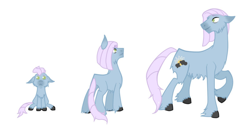 Size: 800x400 | Tagged: age progression, artist:castorochiaro, chart, comparison, derpibooru import, foal, hybrid, interspecies offspring, oc, offspring, parent:fluttershy, parent:iron will, parents:ironshy, safe, unofficial characters only
