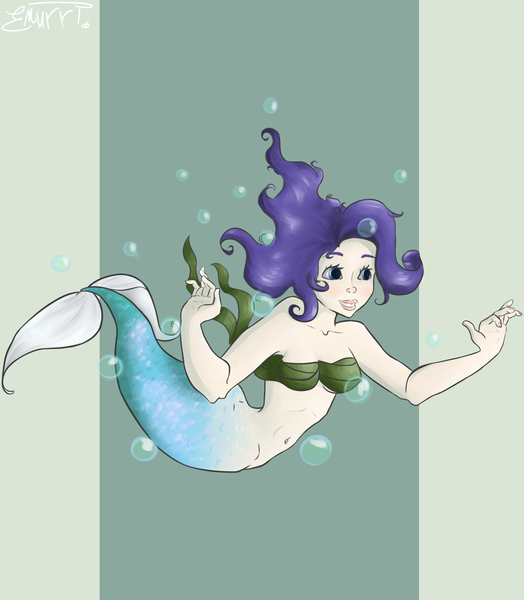 Size: 3490x4000 | Tagged: artist:emiliearts, belly button, derpibooru import, mermaid, mermaidized, midriff, rarity, safe, seaweed, seaweed bra, solo