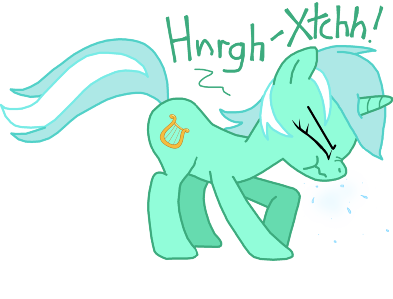 Size: 1025x780 | Tagged: artist:masterxtreme, background pony, cute, derpibooru import, fetish, lyra heartstrings, nose wrinkle, safe, scrunchy face, sneezing, sneezing fetish, solo, spray, stifled sneeze