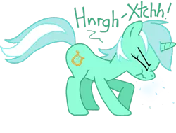 Size: 1025x780 | Tagged: artist:masterxtreme, background pony, cute, derpibooru import, fetish, lyra heartstrings, nose wrinkle, safe, scrunchy face, sneezing, sneezing fetish, solo, spray, stifled sneeze