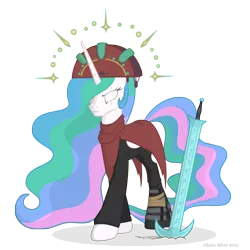 Size: 1700x1700 | Tagged: artist:glaive-silver, derpibooru import, princess celestia, providence, risk of rain, safe, solo, sword, warrior celestia, weapon