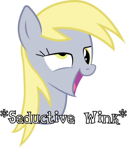 Size: 1024x1185 | Tagged: artist:snapshopvisuals, caption, derp, derpibooru import, derpy hooves, simple background, solo, suggestive, text, transparent background, vector, wink