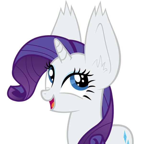 Size: 1136x1080 | Tagged: safe, artist:synthrid, derpibooru import, rarity, ears, happy, impossibly large ears, simple background, solo, vector, white background