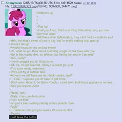 Size: 561x562 | Tagged: 4chan, anon in equestria, berry punch, berryshine, derpibooru import, feels, greentext, /mlp/, rejection is magic, sad, safe, text