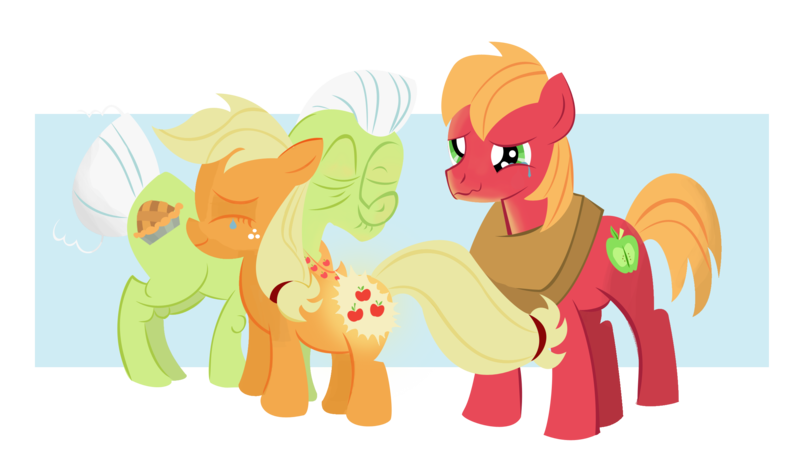 Size: 2472x1464 | Tagged: safe, artist:lendabit, derpibooru import, applejack, big macintosh, granny smith, earth pony, pony, the cutie mark chronicles, colt big macintosh, crying, cutie mark, female, filly, filly applejack, male, younger