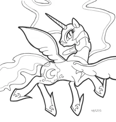 Size: 1000x1055 | Tagged: artist:abronyaccount, derpibooru import, lineart, monochrome, nightmare moon, safe, solo