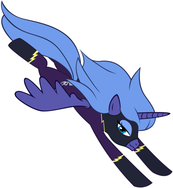 Size: 5976x6500 | Tagged: absurd resolution, artist:maximillianveers, bedroom eyes, clothes, derpibooru import, flying, princess luna, s1 luna, safe, shadowbolts, shadowbolts costume, simple background, solo, transparent background, vector