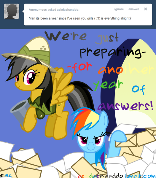 Size: 1280x1459 | Tagged: artist:drumblastingquilava, ask, askdashanddo, daring do, derpibooru import, rainbow dash, safe, tumblr