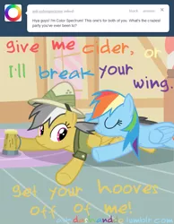 Size: 661x850 | Tagged: artist:drumblastingquilava, ask, askdashanddo, daring do, derpibooru import, rainbow dash, safe, tumblr