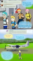 Size: 662x1207 | Tagged: air ponyville, artist:phallen1, ask, comic, derpibooru import, derpy hooves, fluttershy, human, humanized, light skin, oc, parachute, plane, rainbow dash, safe