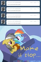 Size: 663x1000 | Tagged: artist:drumblastingquilava, ask, askdashanddo, bed, daring do, derpibooru import, rainbow dash, safe, thermometer, tumblr