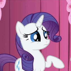 Size: 540x540 | Tagged: animated, beads, cute, derpibooru import, eyes closed, frown, hoopla, horn, horn grab, horn jewelry, jewelry, nose wrinkle, quoits, raised hoof, rarity, ringer, ring toss, sad, safe, screencap, solo, the ticket master, throwing, wince