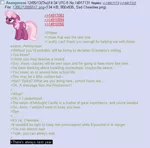 Size: 550x542 | Tagged: 4chan, anon in equestria, cheerilee, derpibooru import, feels, greentext, /mlp/, rejection is magic, sad, safe, text