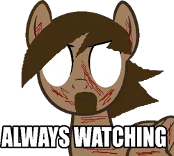 Size: 485x435 | Tagged: always watching, artist:bunylol909, blood, derpibooru import, grimdark, image macro, solo