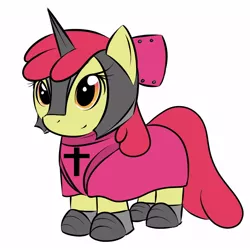 Size: 1000x1000 | Tagged: apple bloom, armor, artist:kloudmutt, christianity, cross, crusader, derpibooru import, fantasy class, knight, paladin, religious headcanon, safe, solo, warrior