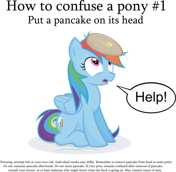 Size: 2650x2598 | Tagged: safe, artist:jittery-the-dragon, derpibooru import, rainbow dash, pegasus, pony, behaving like a cat, cute, female, frown, how to confuse a pony, looking up, mare, open mouth, pancakes, pointless pony tips, rainbow cat, sitting, solo, stuck, sweat, wide eyes