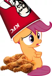 Size: 600x867 | Tagged: cannibal, cannibalism, colonel sanders, derpibooru import, kfc, safe, scootachicken, scootaloo, solo