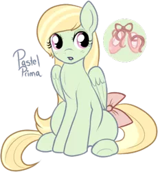 Size: 403x438 | Tagged: safe, artist:lulubell, derpibooru import, oc, oc:pastel prima, unofficial characters only, pegasus, pony, simple background, solo, tail bow, transparent background