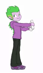 Size: 570x975 | Tagged: safe, artist:carnifex, derpibooru import, spike, equestria girls, clothes, equestria girls-ified, hoodie, human spike, scroll, solo