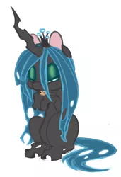 Size: 1280x1876 | Tagged: artist:lil-kalli, changeling, changeling queen, cookie, derpibooru import, eating, female, queen chrysalis, safe, solo