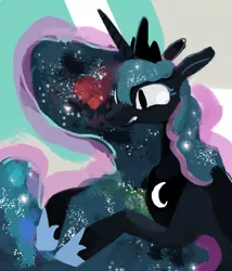 Size: 840x981 | Tagged: artist:sterfler, derpibooru import, galaxy, galaxy mane, princess luna, safe, solo