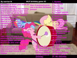 Size: 1024x768 | Tagged: apple bloom, applejack, babs seed, birthday game, couch, cutie mark crusaders, derpibooru import, exploitable meme, fluttershy, irl, lightning dust, mane six, meme, photo, pinkie pie, ponies in real life, princess cadance, princess celestia, princess luna, rainbow dash, rarity, safe, scootaloo, shining armor, sweetie belle, text, twilight sparkle