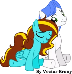 Size: 3250x3338 | Tagged: safe, artist:vector-brony, derpibooru import, oc, oc:antony c, oc:ilovekimpossiblealot, unofficial characters only, pegasus, pony, cuddling, female, ilony, male, mare, shipping, simple background, snuggling, stallion, transparent background, vector