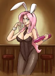 Size: 929x1280 | Tagged: artist:king-kakapo, breasts, bunny girl, bunny suit, busty fluttershy, clothes, derpibooru import, female, fluttershy, human, humanized, leotard, light skin, pantyhose, playboy, playboy bunny, solo, solo female, suggestive