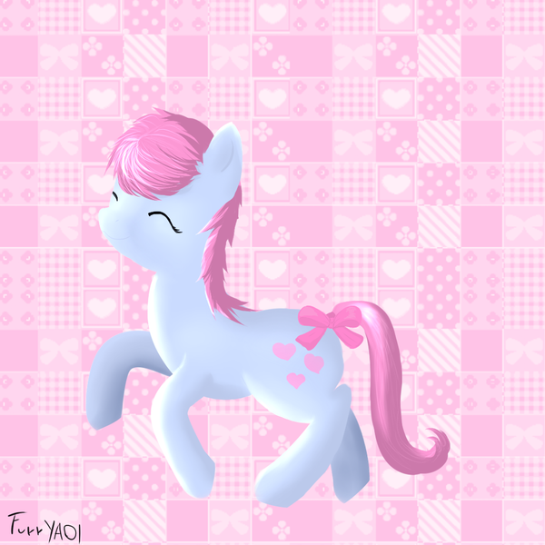 Size: 1000x1000 | Tagged: artist:scouthiro, cute, derpibooru import, eyes closed, female, heart, oc, pink, running, safe, smiling, solo, tail bow, unofficial characters only