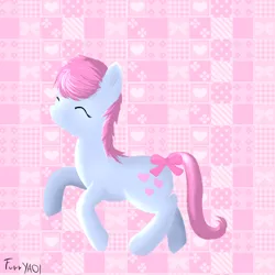 Size: 1000x1000 | Tagged: artist:scouthiro, cute, derpibooru import, eyes closed, female, heart, oc, pink, running, safe, smiling, solo, tail bow, unofficial characters only