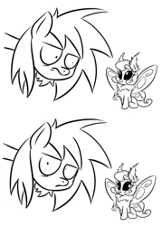 Size: 2000x2800 | Tagged: artist:killryde, comic, cute, derpibooru import, lineart, monochrome, mothpony, moth pony general, oc, oc:killryde, oc:squeak, original species, safe, unofficial characters only