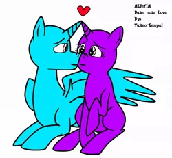 Size: 960x888 | Tagged: safe, artist:takeo, derpibooru import, oc, unofficial characters only, alicorn, pony, unicorn, alicorn oc, base, female, male, mare, nuzzling, sitting, stallion