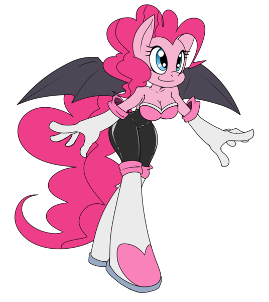 Size: 818x916 | Tagged: adorasexy, anthro, artist:reiduran, bat wings, boots, breasts, busty pinkie pie, cleavage, clothes, cosplay, crossover, cute, dead source, derpibooru import, evening gloves, female, pinkie pie, rouge the bat, sexy, simple background, solo, sonic the hedgehog (series), suggestive, transparent background, unguligrade anthro