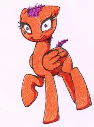 Size: 492x662 | Tagged: alternate hairstyle, artist:inlucidreverie, derpibooru import, fanfic:end of ponies, safe, scootaloo, shaved, solo, traditional art