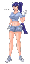 Size: 1265x2684 | Tagged: artist:parallelfillyxvii, belly button, derpibooru import, glasses, horned humanization, human, humanized, humanized ponified human, john joseco, midriff, rule 63, safe, solo, tailed humanization