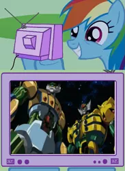 Size: 563x771 | Tagged: derpibooru import, exploitable meme, kotetsu jeeg, kotetsushin jeeg, mecha, meme, obligatory pony, rainbow dash, safe, tv meme