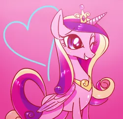 Size: 561x545 | Tagged: safe, artist:nmnkgskds, derpibooru import, princess cadance, alicorn, pony, female, mare, one eye closed, pixiv, solo, wink