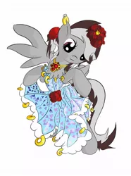 Size: 738x994 | Tagged: source needed, safe, artist:nyashaponyasha, derpibooru import, oc, unofficial characters only, pegasus, pony, clothes, diamond, dress, earring, flower, necklace, rose, ruby, solo