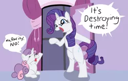 Size: 1280x812 | Tagged: artist:jakejoke, derpibooru import, exploitable meme, goofy time, meme, rarity, safe, source needed, sweetie belle