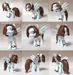 Size: 1770x1820 | Tagged: safe, artist:aplexpony, derpibooru import, oc, oc:bee chalke, unofficial characters only, pegasus, pony, blushing, clay, earring, female, figurine, mare, sculpture, solo, watch