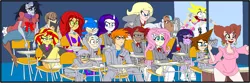 Size: 1846x616 | Tagged: safe, artist:terry, derpibooru import, fluttershy, rarity, sunset shimmer, twilight sparkle, oc, oc:terry, equestria girls, aang, adventure time, avatar the last airbender, bleach (manga), book, classroom, clothes, crossover, cyborg (teen titans), dc comics, death note, disney, heart, kingdom hearts, kurosaki ichigo, light yagami, marceline, mass crossover, panties, peg, riku, sari sumdac, school uniform, silly face, sonic the hedgehog, sonic the hedgehog (series), sora, sora gets all the mares, starfire, supergirl, teen titans, the legend of zelda, triforce, twilight sorakle, underwear