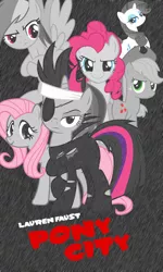 Size: 692x1153 | Tagged: applejack, artist:lightdegel, derpibooru import, fluttershy, frank miller, mane six, pinkie pie, rainbow dash, rarity, safe, sin city, twilight sparkle