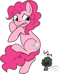Size: 358x438 | Tagged: artist:lulubell, broccoli, derpibooru import, pinkie pie, safe, simple background, solo, transparent background