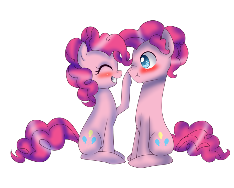 Size: 1521x1221 | Tagged: artist:youngpegasister, blushing, boop, bubble berry, derpibooru import, pinkie pie, rule 63, safe, self ponidox