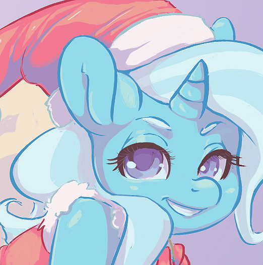 Size: 522x526 | Tagged: safe, artist:lizombie, derpibooru import, trixie, pony, unicorn, female, hat, mare, santa hat, solo, wip