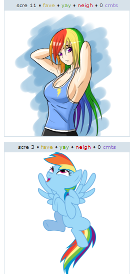 Size: 260x545 | Tagged: artist:zantyarz, breasts, busty rainbow dash, cleavage, derpibooru, derpibooru import, exploitable meme, female, human, humanized, juxtaposition, juxtaposition win, light skin, meme, meta, narcissism, rainbow dash, safe