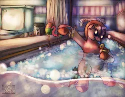 Size: 2000x1545 | Tagged: artist:blindcoyote, bath, derpibooru import, oc, rubber duck, safe, solo, unofficial characters only